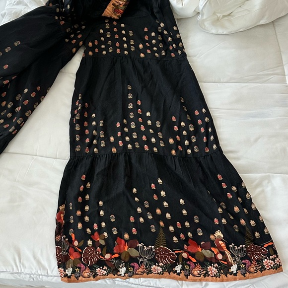 Ranna Gill Black wide leg pants with Orange and Red Floral Design - Picture 4 of 6